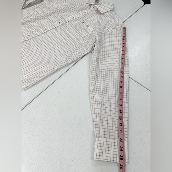 Tom Beckbe Cotton Spread Collar Shirt White Check Long Sleeve Business Casual M - Picture 7 of 11